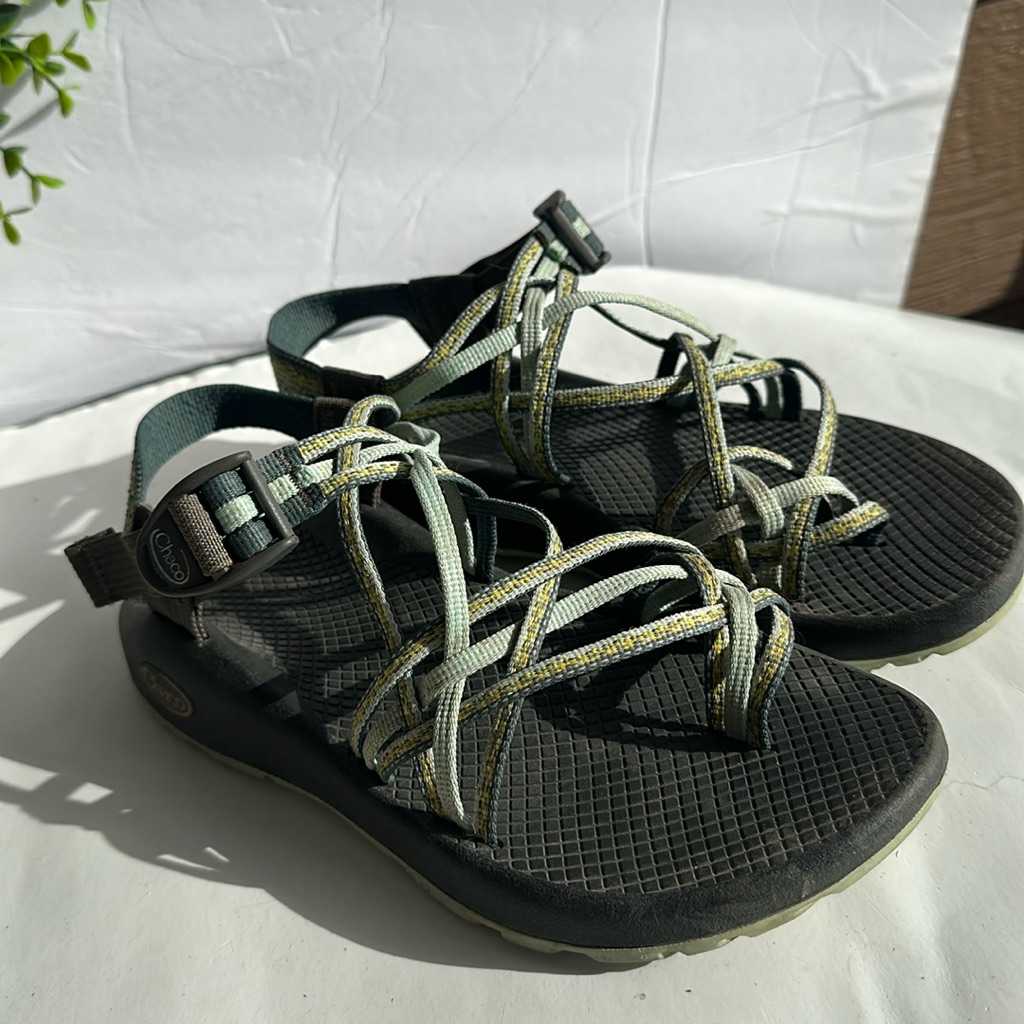 Chaco Zx/3 Classic Hiking Walking Sandals In Teal/Yellow/Black-Sz 7